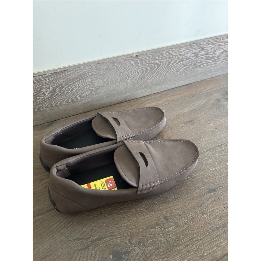 Alfani Men's Marco slip-on penny loafer shoes gray faux suede Size 8.5